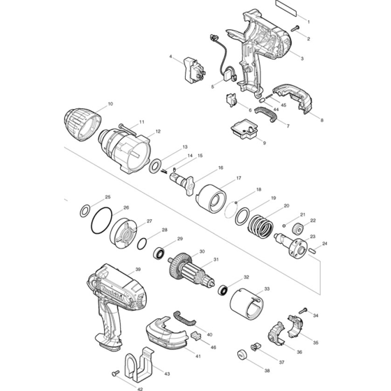 Main Assembly for Makita BTW450 Impact Wrench