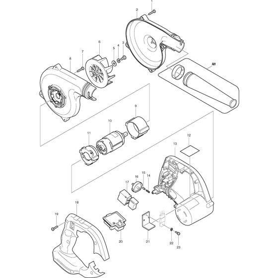 Main Assembly 14.4V for Makita BUB142Z Leaf Blower