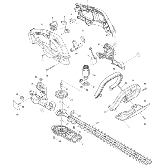 Main Assembly for Makita BUH523Z Hedge Trimmers