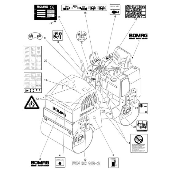Decal Assembly for Bomag Roller