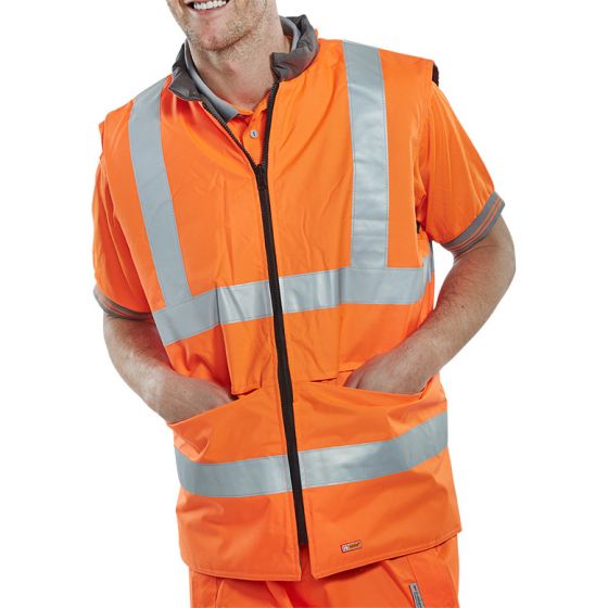 Hi-Vis Bodywarmer Revisable Poly/Cotton GO/RT 3279 Rail Certified Orange 6XL