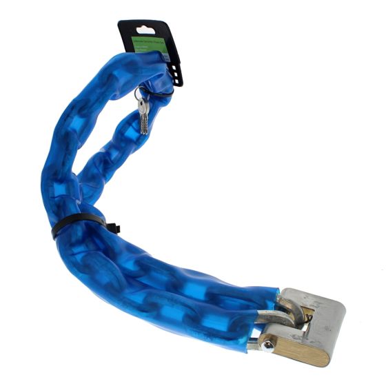 Security Chain Set 10mm x 1200mm Square Link - Blue PVC Sleeve