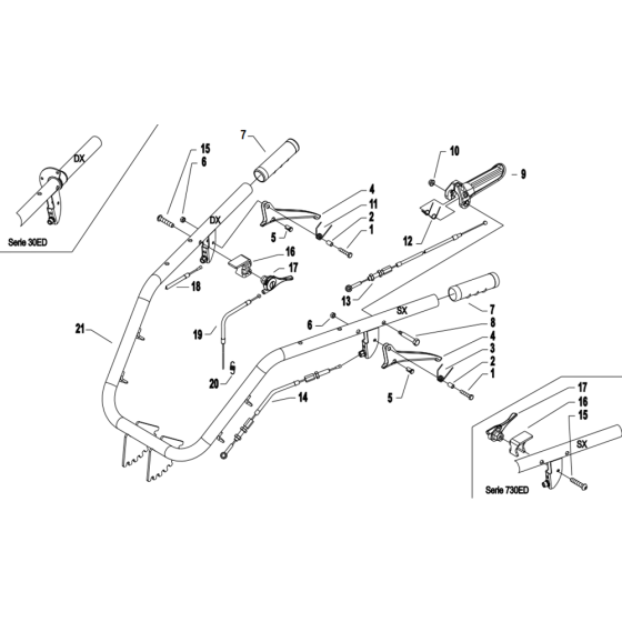 Handlebar Assembly for Camon C10 (PowerSafe) Rotovators