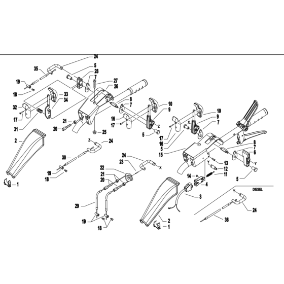 Handlebar Controls Assembly for Camon C10 (PowerSafe) Rotovators