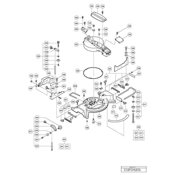 Base Assembly for Hikoki C12FCH Miter Saw