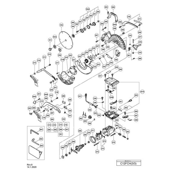 Blade & Guard Assembly for Hikoki C12FCH Miter Saw