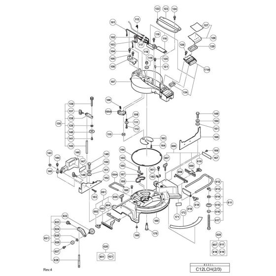 Base Assembly for Hikoki C12LCH Miter Saw