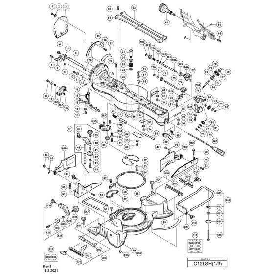 Main Assembly for Hikoki C12LSH Slide Compound Saw