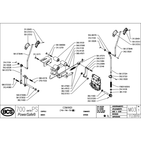 Controls Assembly for Camon C13 (PowerSafe) Rotovators