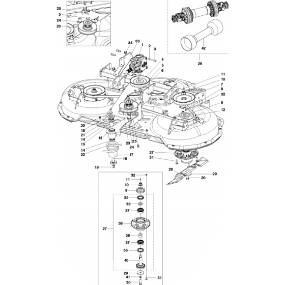 52"/132cm Cutting Deck Assembly-2 for Husqvarna Cutting Deck C132 Riders