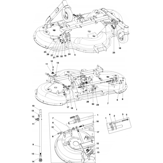 52"/132cm Cutting Deck Assembly-4 for Husqvarna Cutting Deck C132 Riders