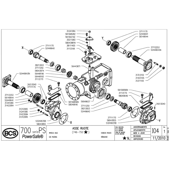 Wheels Axle Assembly for Camon C15 (PowerSafe) Rotovators