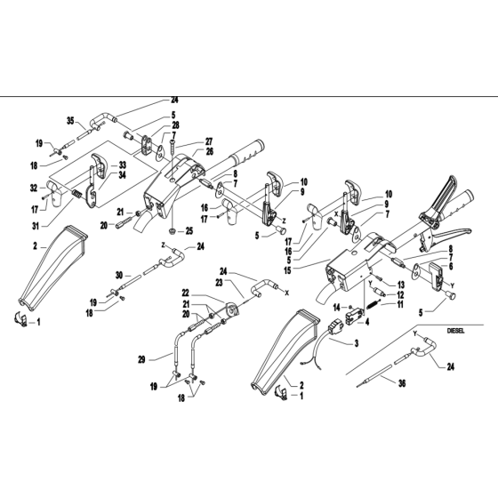 Handlebar Controls Assembly for Camon C15 (PowerSafe) Rotovators