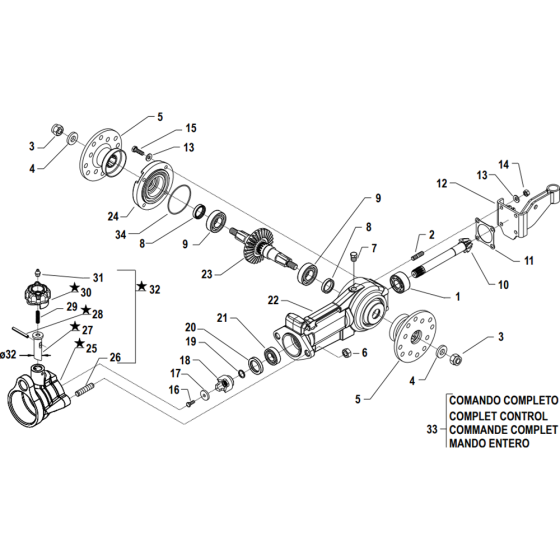 Rotary Hoe Control Assembly for Camon C15 (PowerSafe) Rotovators