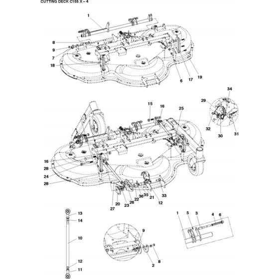 61"/155cm Cutting Deck Assembly-4 for Husqvarna Cutting Deck C155 X Riders