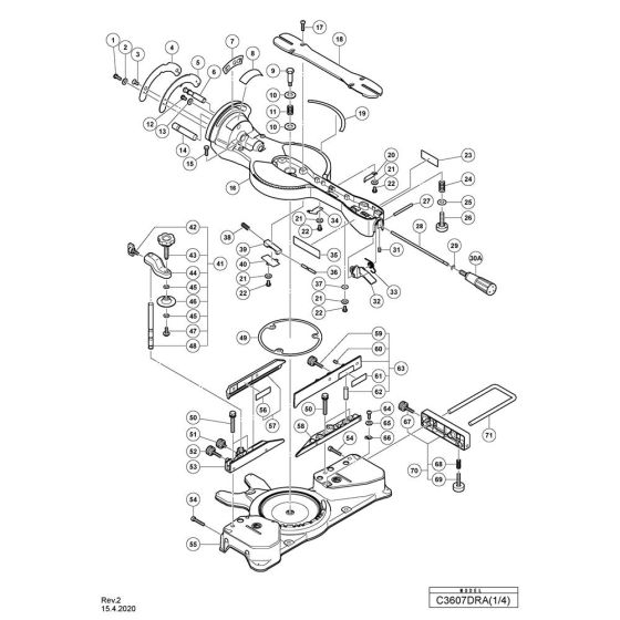 Base Assembly 1 for Hikoki C3607DRA Cordless Miter Saw