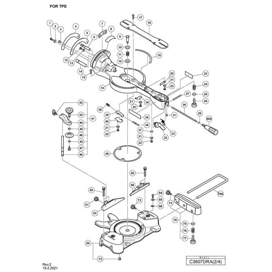 Base Assembly 2 for Hikoki C3607DRA Cordless Miter Saw