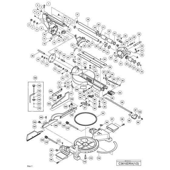 Main Assembly for Hikoki C3610DRA Cordless Miter Saw