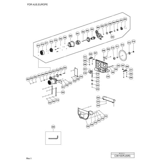 Blade & Guard Assembly for Hikoki C3610DRJ Cordless Table Saw