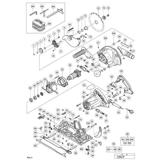 Main Assembly for Hikoki C6UY Circular Saw