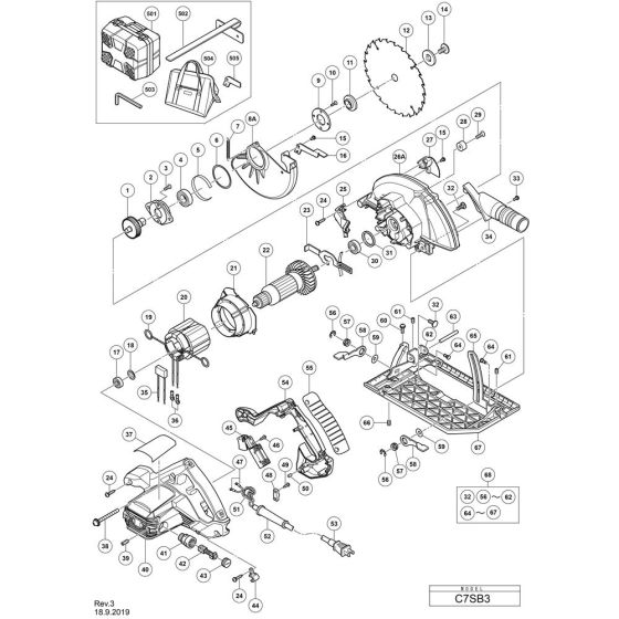 Main Assembly for Hikoki C7SB3 Circular Saw