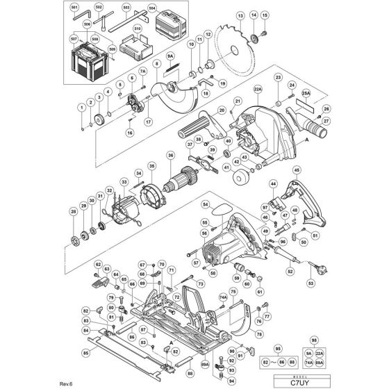 Main Assembly for Hikoki C7UY Circular Saw