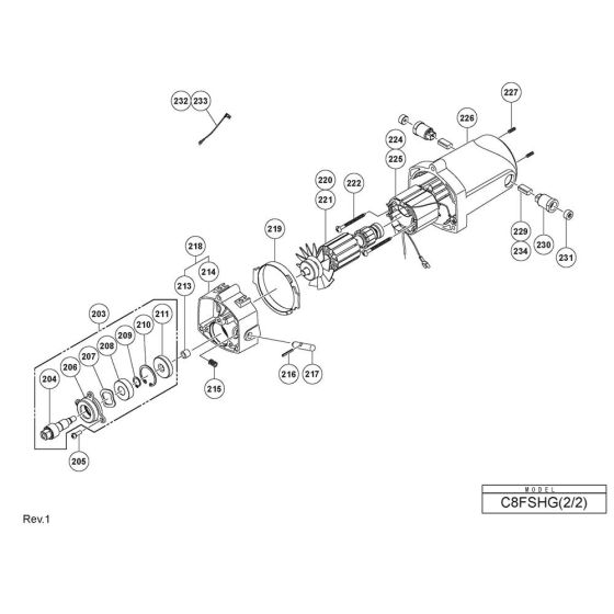 Motor Assembly for Hikoki C8FSHG Miter Saw