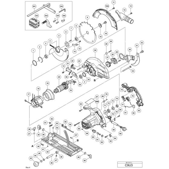 Main Assembly for Hikoki C9U3 Circular Saw