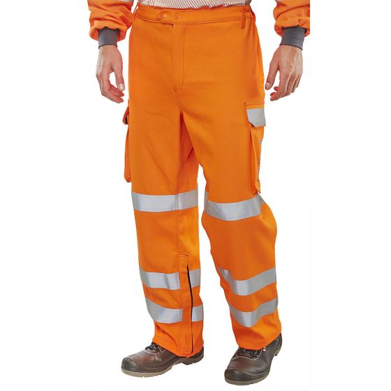 Arc Flash Orange Trousers - GO/RT 3279 for Railway Use - Reg Fit Size 50