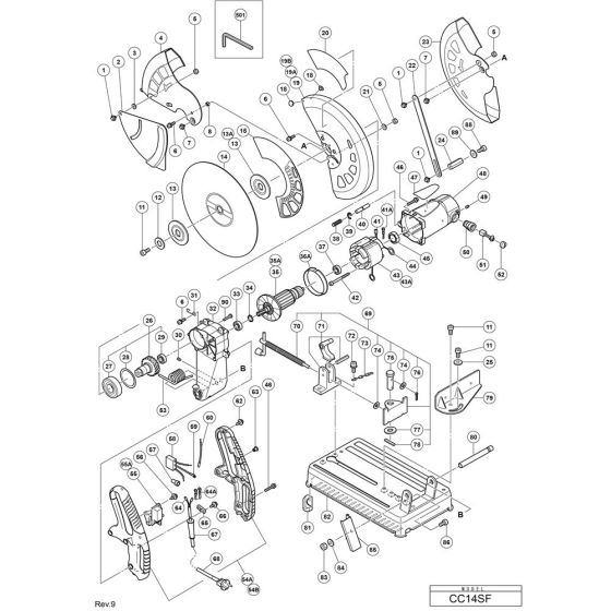 Main Assembly for Hikoki CC14SF Cut-Off Machine