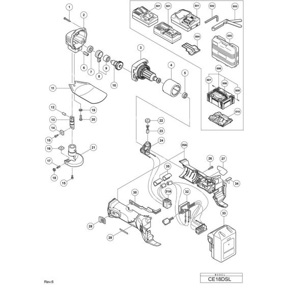 Main Assembly for Hikoki CE18DSL Cordless Nibbler