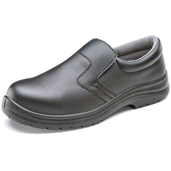 Micro-Fibre Slip On Shoe S2 Slip Resistant with Steel Toe Cap Black Size 03