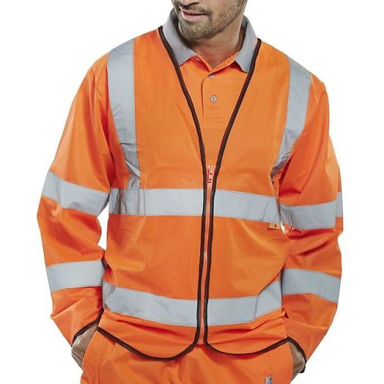 Hi-Vis Long Sleeve Jerkin Fire Retardant Saturn Orange Size XL