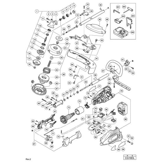 Main Assembly for Hikoki CG18DL Cordless Brush Cutter