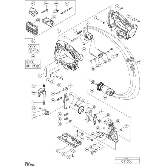 Main Assembly for Hikoki CJ18DL Cordless Jigsaw