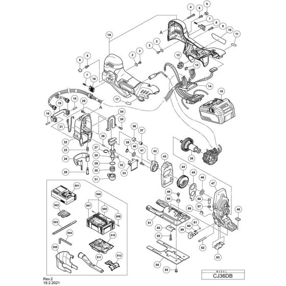 Main Assembly for Hikoki CJ36DB Cordless Jigsaw