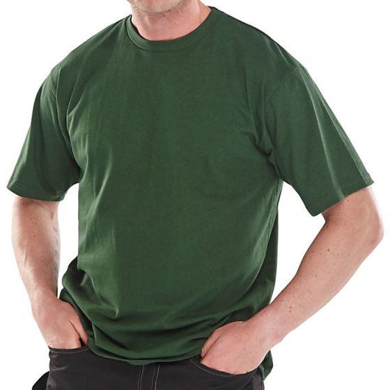 Tee Shirt H/Weight 180gsm Cotton Twin Stitching Hem & Neck Bottle Green XXL