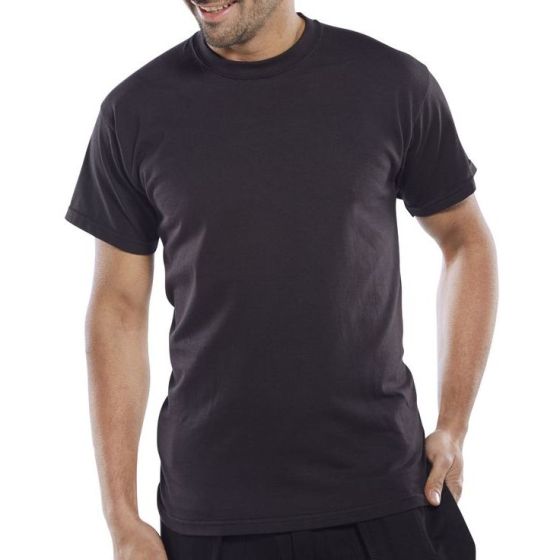 Tee Shirt H/Weight 180gsm Cotton Twin Stitching Hem Neck & Waist Black 3XL