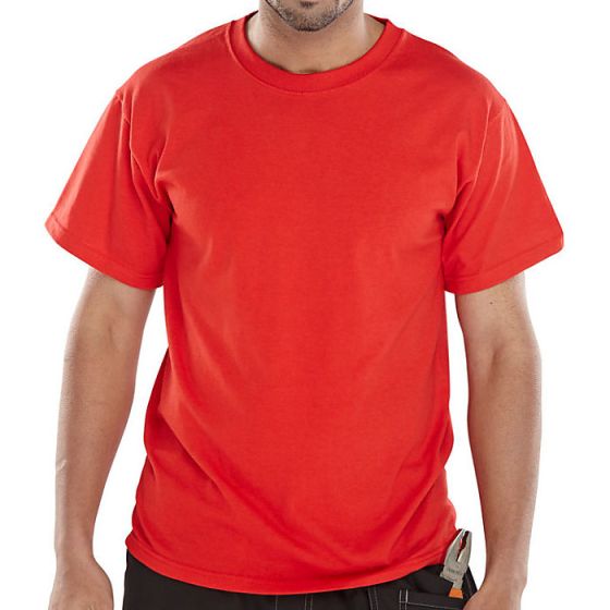 Tee Shirt H/Weight 180gsm Cotton Twin Stitching Hem Neck & Waist Red LRG