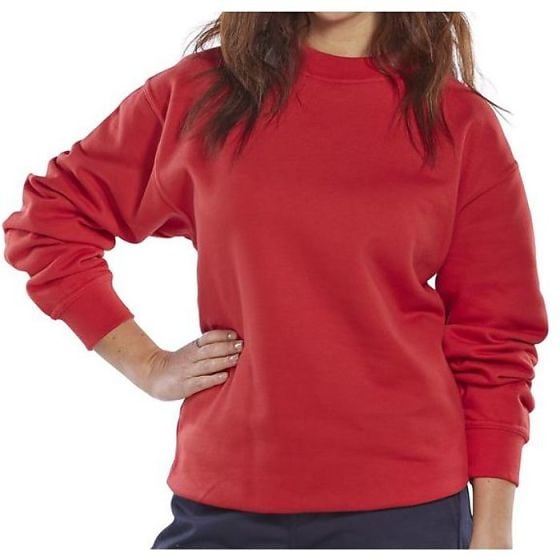 Sweatshirt 300g Polyester Cotton Fleece Inner Ribbed Cuff/Waistband Red XL