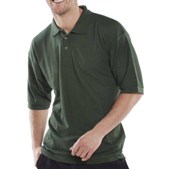 Click Polo Shirt Poly/Cotton Fabric 3 Buttons Cuffed Sleeve Bottle Green XL