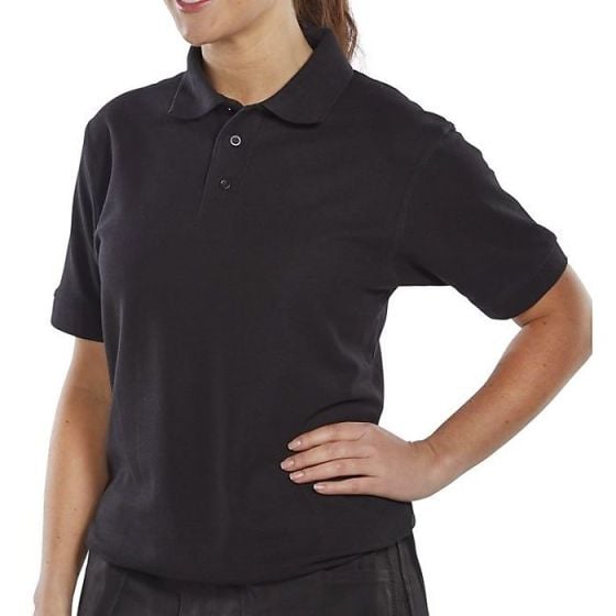 Click Polo Shirt Poly/Cotton Side Vent 3 Button Cuffed Sleeve Black XXL