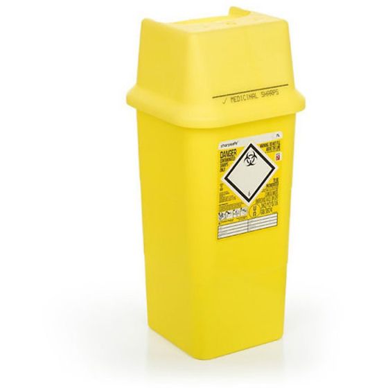 Sharps Bin Large Aperture c/w internal Safety Flap Capacity 7ltr Yellow LGE