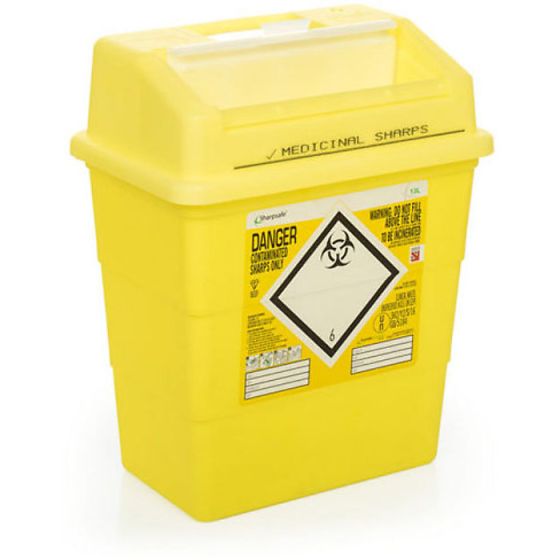 Sharps Bin with Pivot Flap ensures Safe Disposal of Blades 13.0L Capacity