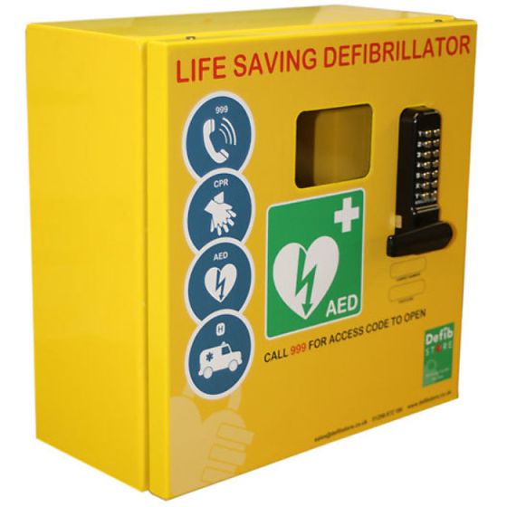 Defibrillator Cabinet Mild Steel c/w Internal LED Light Sensor, Keypad Lock