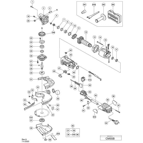 Main Assembly for Hikoki CM5SB Cutter