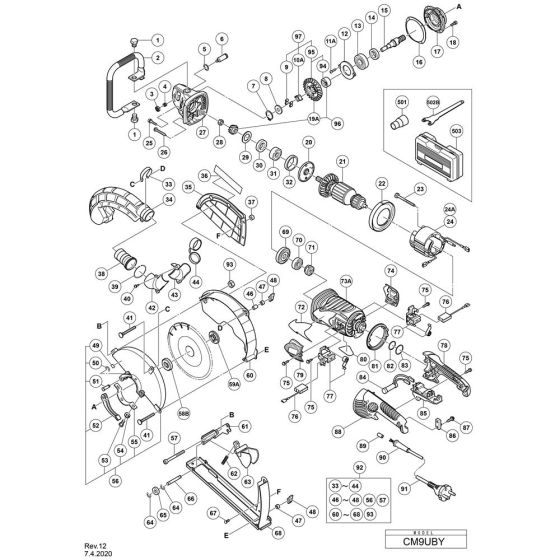 Main Assembly for Hikoki CM9UBY Cutter