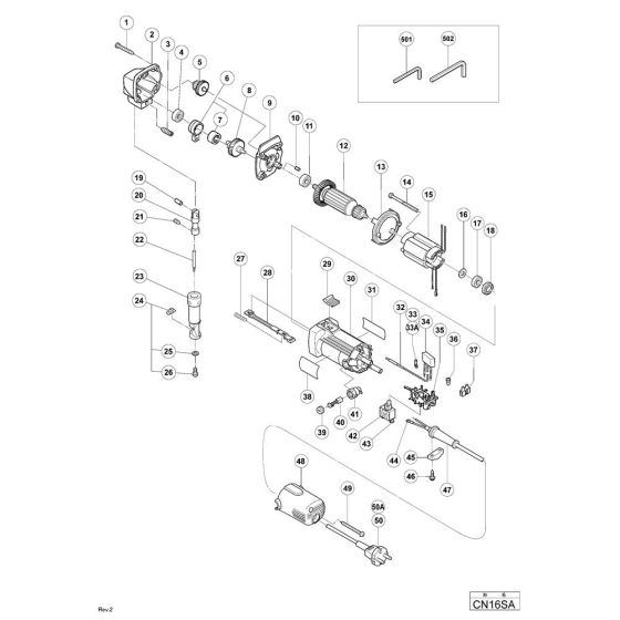 Main Assembly for Hikoki CN16SA Nibbler