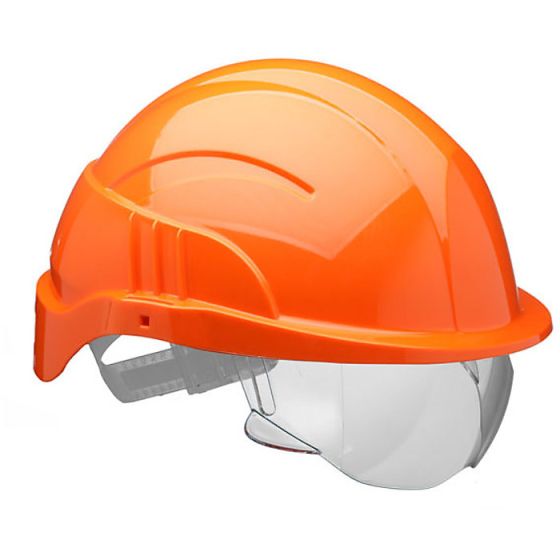 Vision Plus Safety Helmet Integrated Visor for Prescription eye-wear Orange