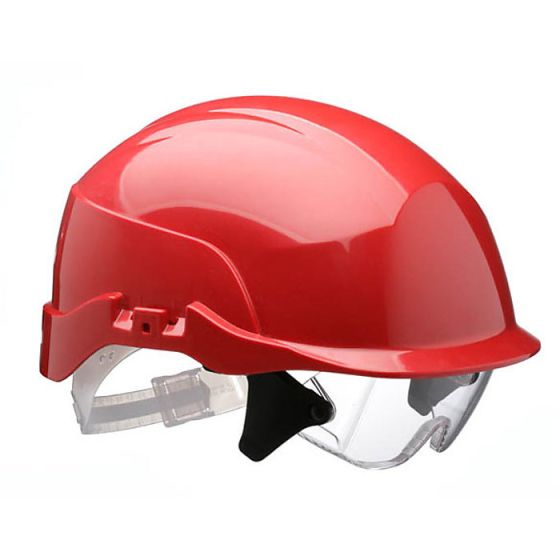 Spectrum ABS Safety Helmet c/w Integrated Retractable Over Spectacles Red